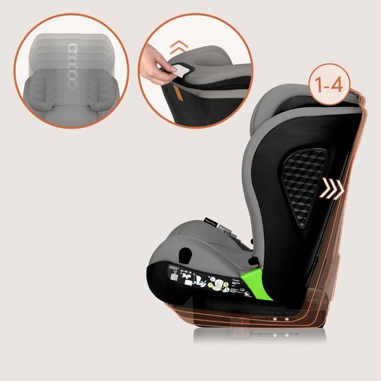 Lionelo, Neal, i-Size, scaun auto, 15-36 kg, Grey Concrete