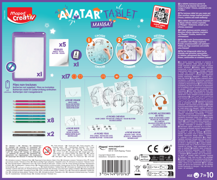 Maped Creativ, Avatar Tablet, Manga, plansa de desen iluminata