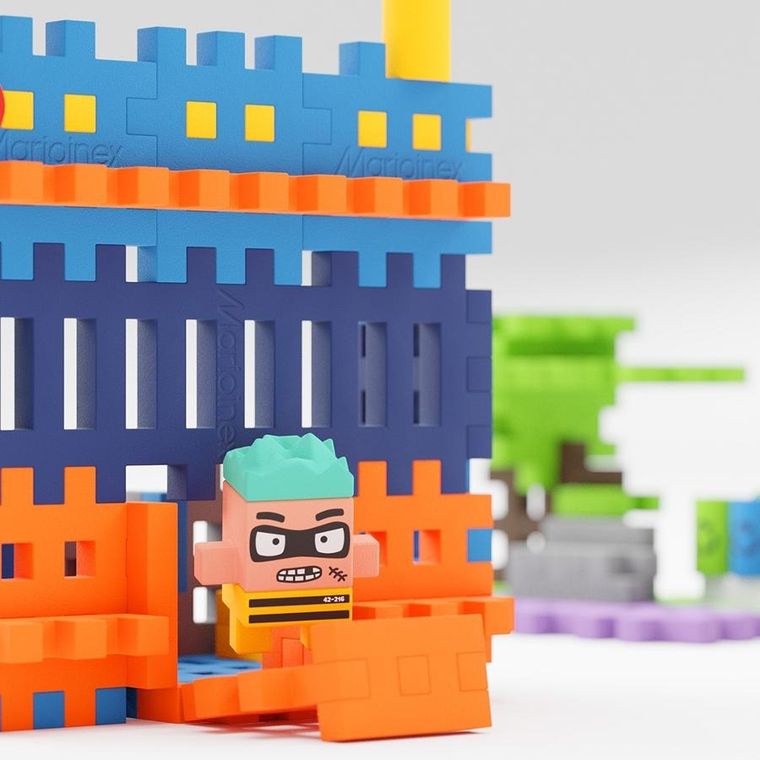 Marioinex, Mini Waffle, City, Postul de politie, set de constructie, 280 piese
