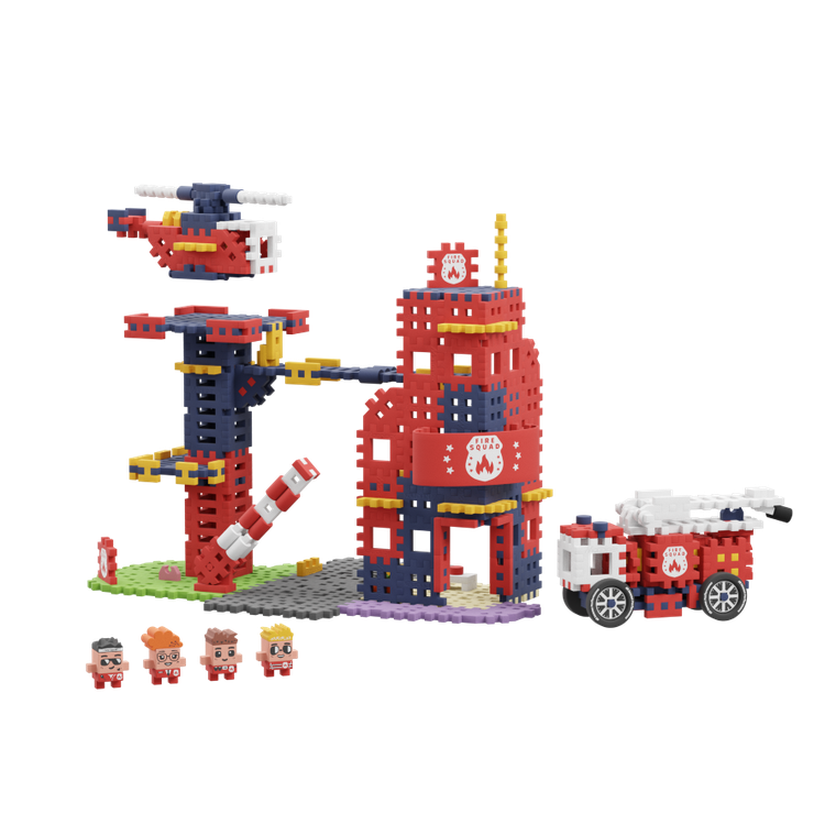 Marioinex, Mini Waffle, City, Statia de pompieri, set de constructie, 280 piese