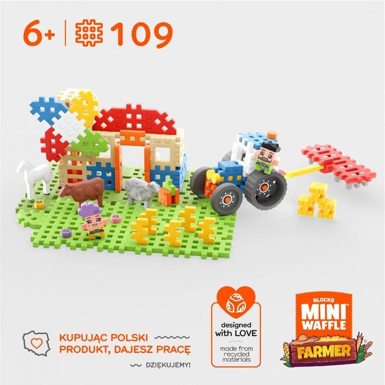 Marioinex, Mini Waffle, Fermier, set de constructie, 109 piese