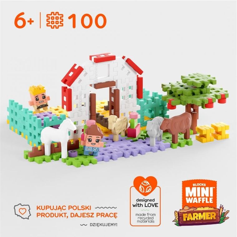 Marioinex, Mini Waffle, Fermier, set de constructie, 110 piese