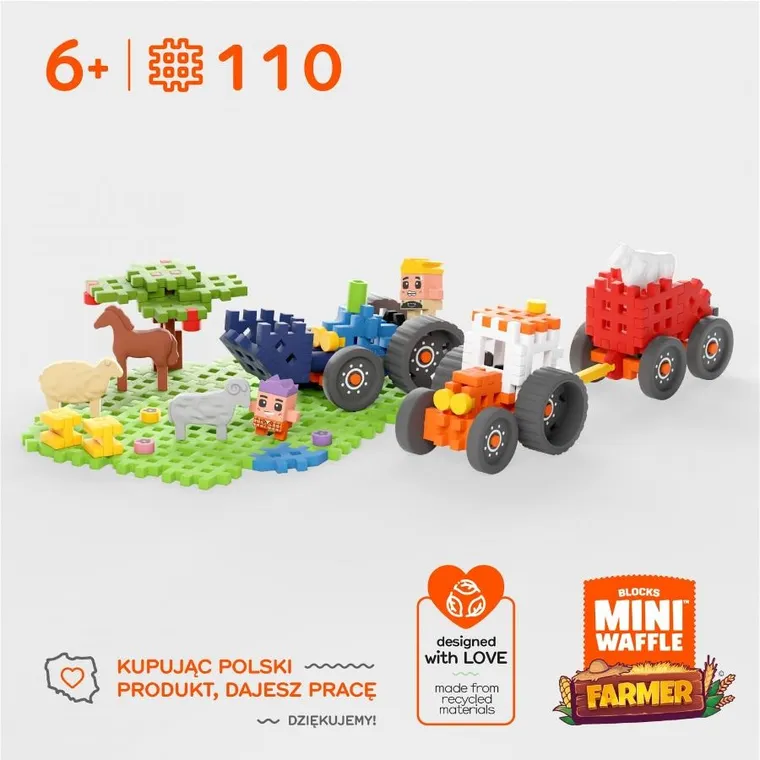 Marioinex, Mini Waffle, Fermier, set de constructie, 110 piese
