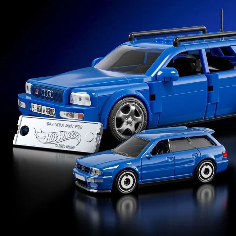 Mattel Brick Shop, Hot Wheels, Speed Series ’94 Audi Avant RS2, set de constructie, 236 elemente