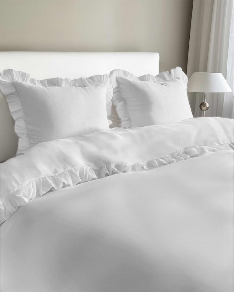 Mayamoo, set lenjerie de pat, 3 piese, alb, 160-200cm