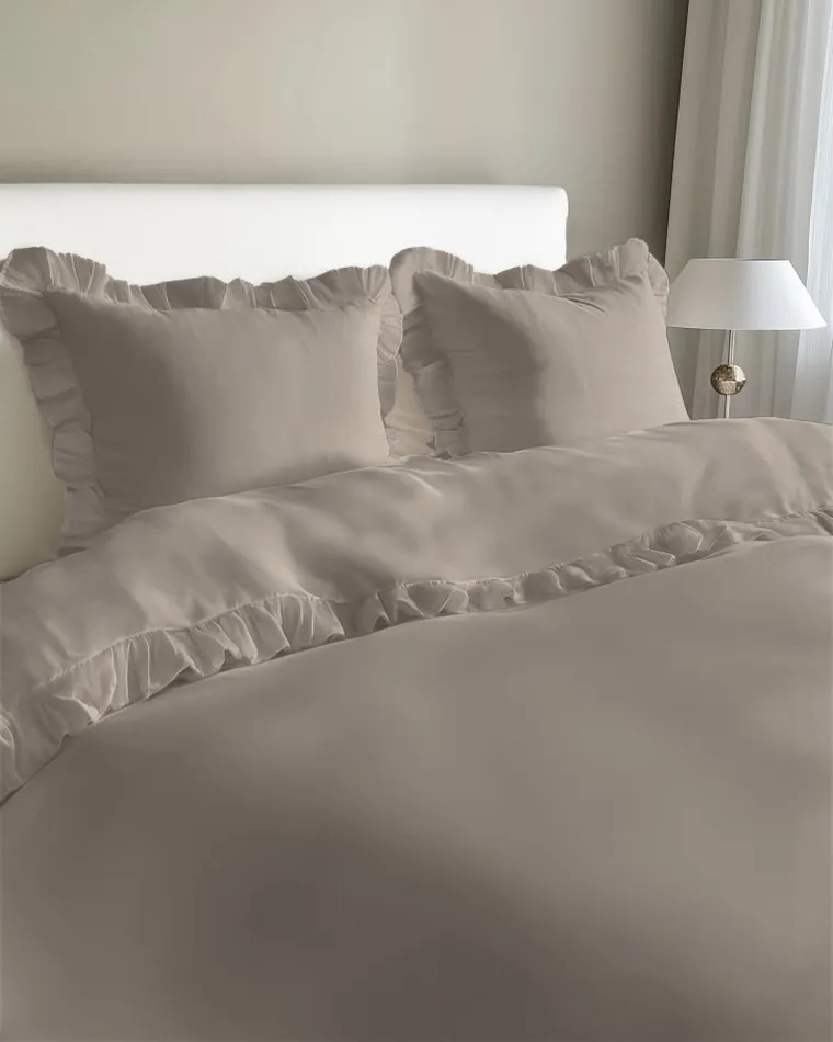 Mayamoo, set lenjerie de pat, 3 piese, taupe, 160-200cm