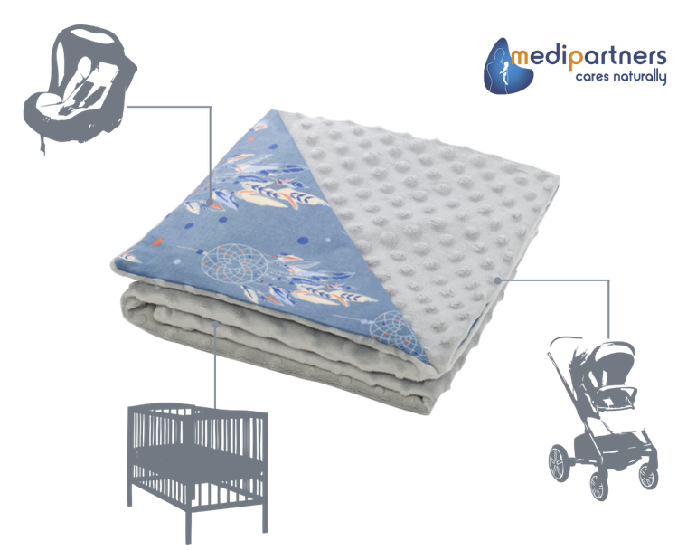 Medi partners, Aparatoare de vise, patura, minky, bleumarin, gri, 75-100 cm