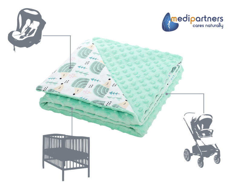 Medi partners, Arici, patura, minky, menta, 75-100 cm