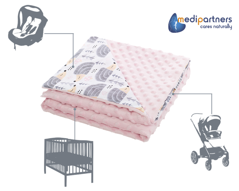 Medi partners, Arici, patura, minky, roz, 75-100 cm