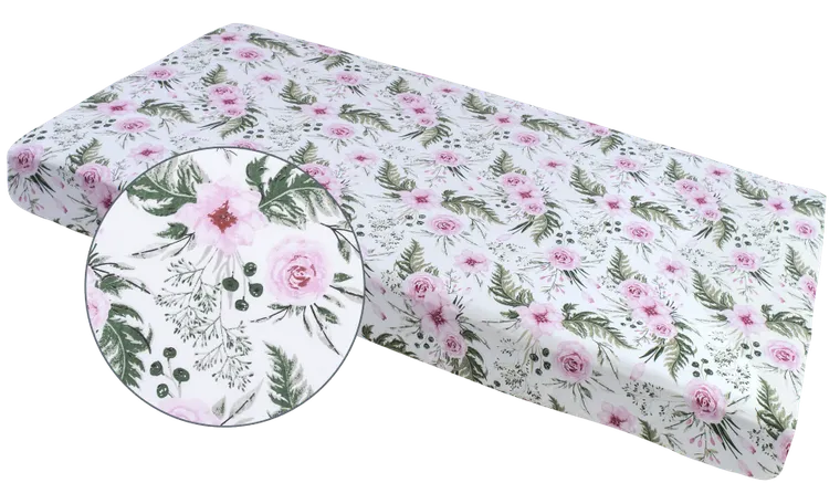 Medi Partners, Flori, cearceaf cu elastic, roz, 60-120 cm