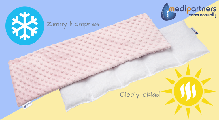 Medi Partners, perna termica cu samburi de visine, 5 compartimente, minky, roz, 20-60 cm