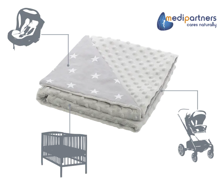 Medi partners, Stars, patura, minky, gri, 75-100 cm