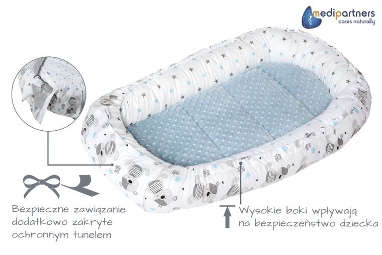 Medi Partners, Teddy, babynest, set 5 piese, albastru deschis