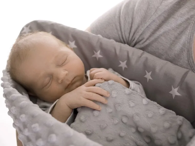 Medi Partners, Teddy, paturica - sistem de infasat pentru bebelusi, minky, albastru deschis