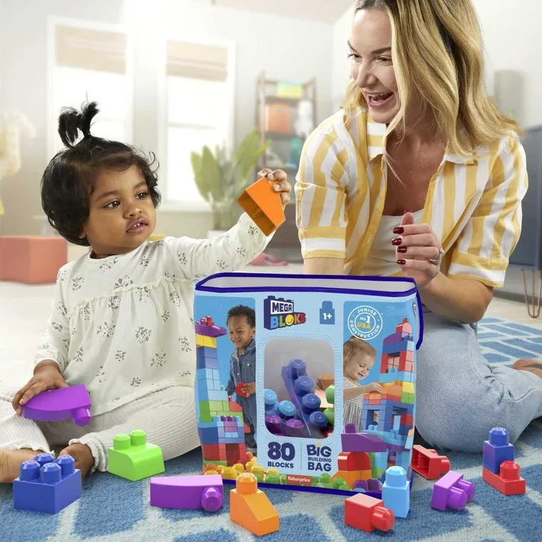 MEGA Bloks, gentuta cuburi, albastru, set de constructie, 80 piese