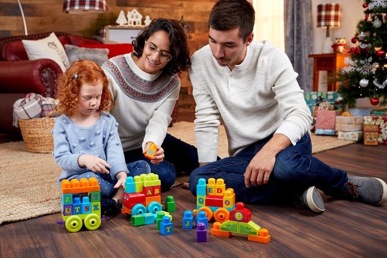 Mega Bloks, Trenul ABC, set de constructie, 60 piese
