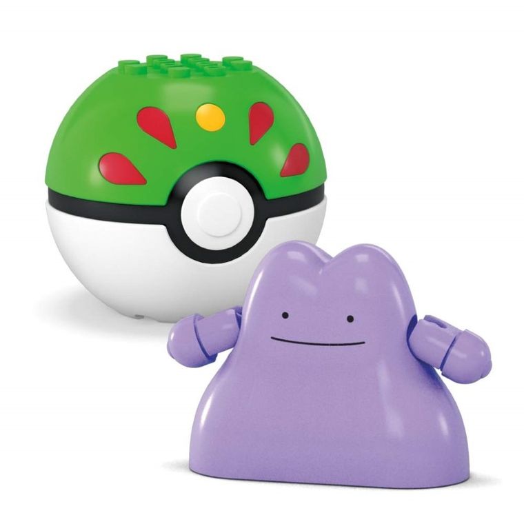MEGA Pokemon, Pokeball Pikachu si Ditto, 2 figurine, set de constructie, 42 piese