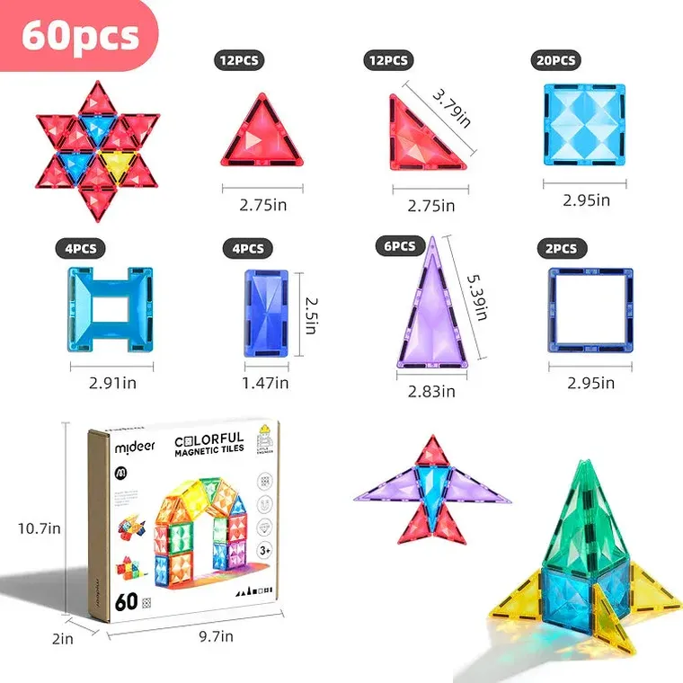 Mideer, blocuri magnetice, 60 piese