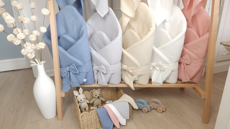 MimiNu, patura de infasat bebelusi, muselina, gri