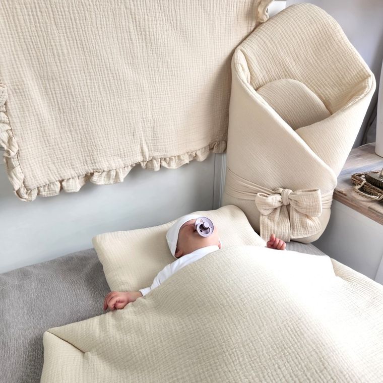 MimiNu, patura de infasat pentru bebelusi, din muselina, bej