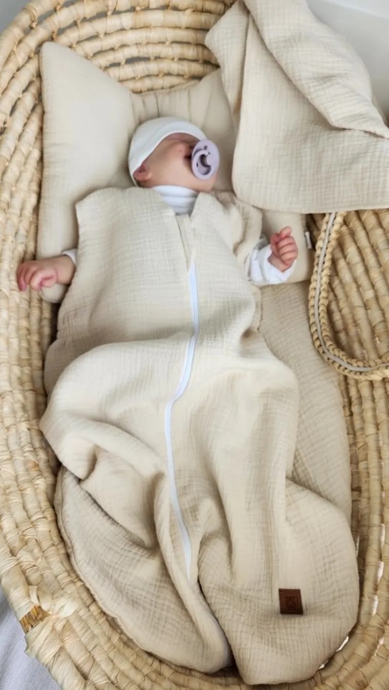 MimiNu, sac de dormit subtire de vara, muselina, TOG 0.5 marime 74, 3-9 luni, bej