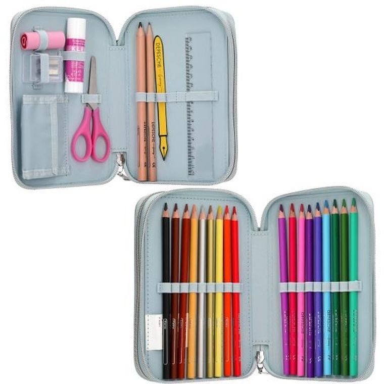 Miss Melody, penar dublu cu rechizite scolare, albastru