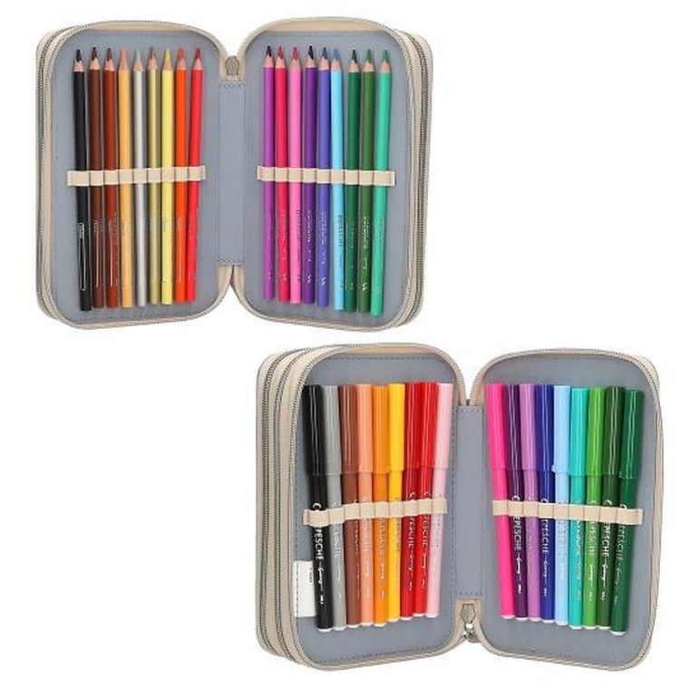 Miss Melody, penar triplu cu rechizite scolare, albastru LED