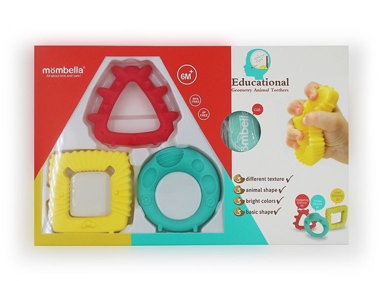 Mombella, Animalute Geometrice, set ineluse gingivale, 3 buc.