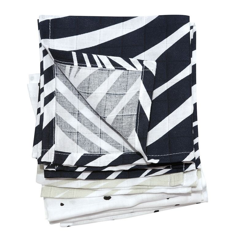 Motherhood, Servetele de muselina si bumbac 30-30 cm, 7 buc., Blue Zebra
