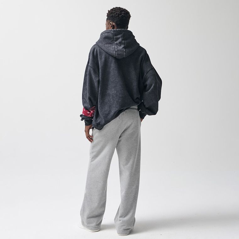 Pantaloni de trening gri cu croiala larga wide oversize NOWEAR