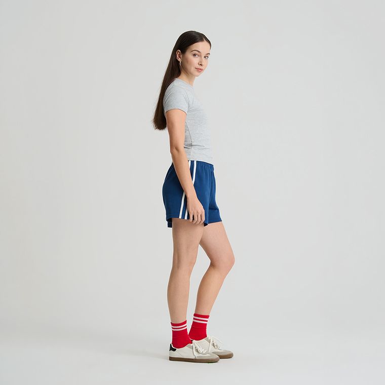 Pantaloni scurti albastri din bumbac pieptanat NOWEAR