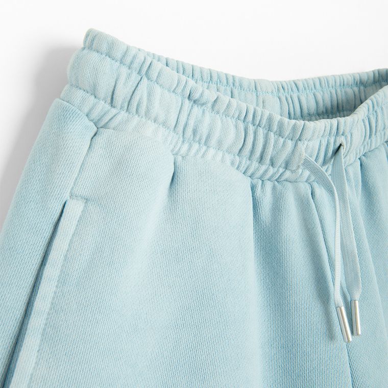 Pantaloni scurti loose albastri din bumbac pieptanat NOWEAR