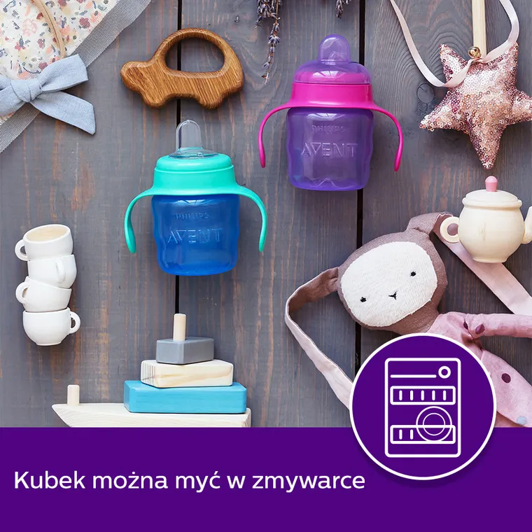 Philips Avent, cana cu tetina de formare, violet, 6 luni+, 200 ml, SCF551/03