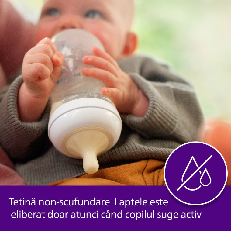 Philips Avent, Natural, Response, biberon, 125 ml, 0 luni+, SCY900/01