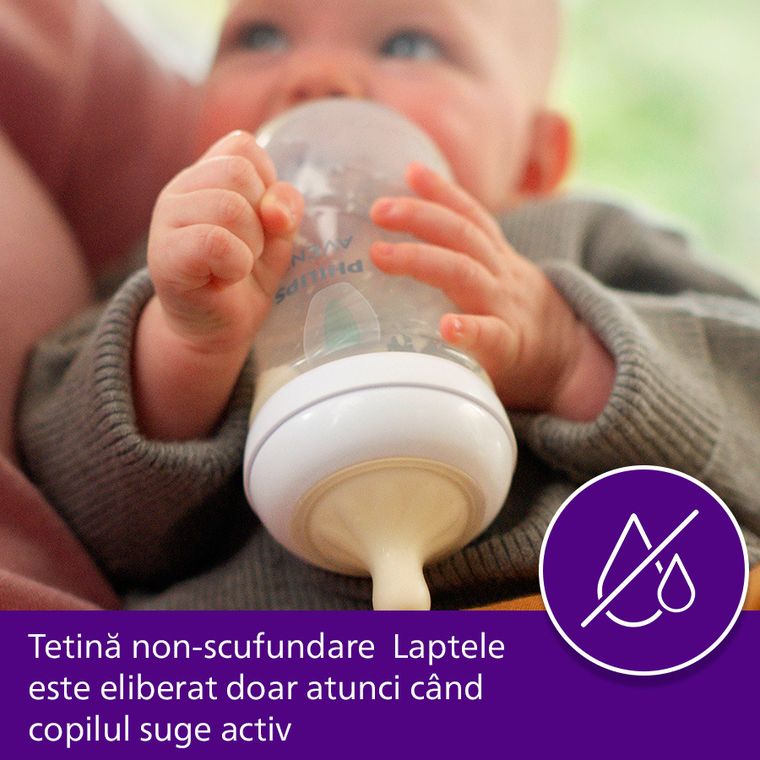 Philips Avent, Natural, Response, biberon cu ventil Air Free, 260 ml, SCY673/01