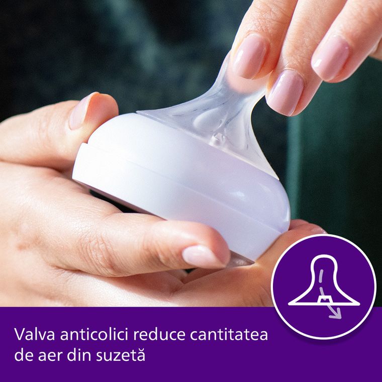 Philips Avent, Natural, Response, tetina pentru biberon, 1 luni+, SCY963/02