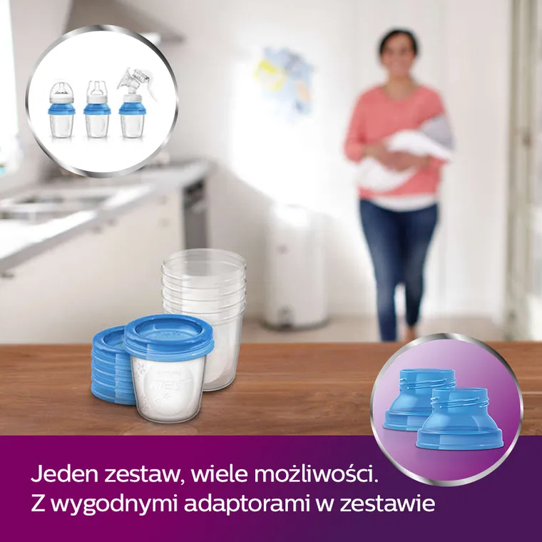 Philips Avent, recipient pentru depozitarea laptelui matern, 180 ml, 5 buc., SCF619/05