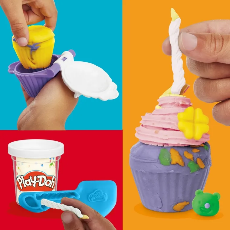 Play-Doh, Cupcake Tower, set creativ, 8 cutie cu plastilina