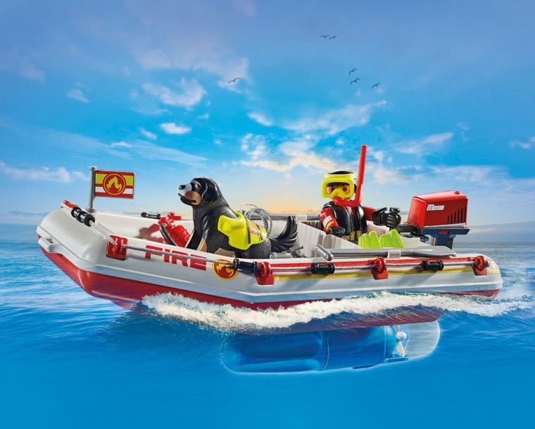 Playmobil, Action Heroes, Barca de pompieri cu jet ski, 71464