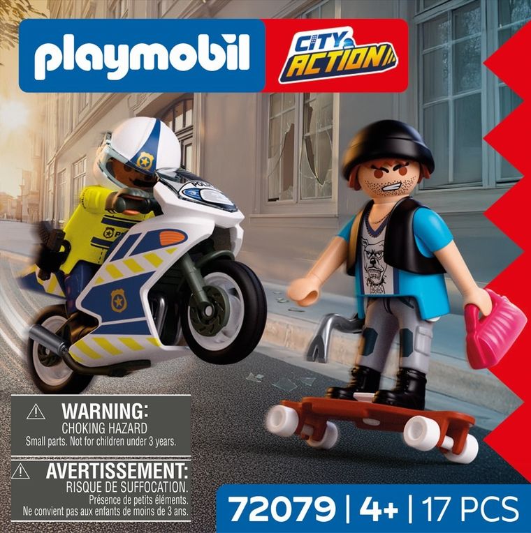 Playmobil, City Action, Urmarire cu motocicleta, 72079