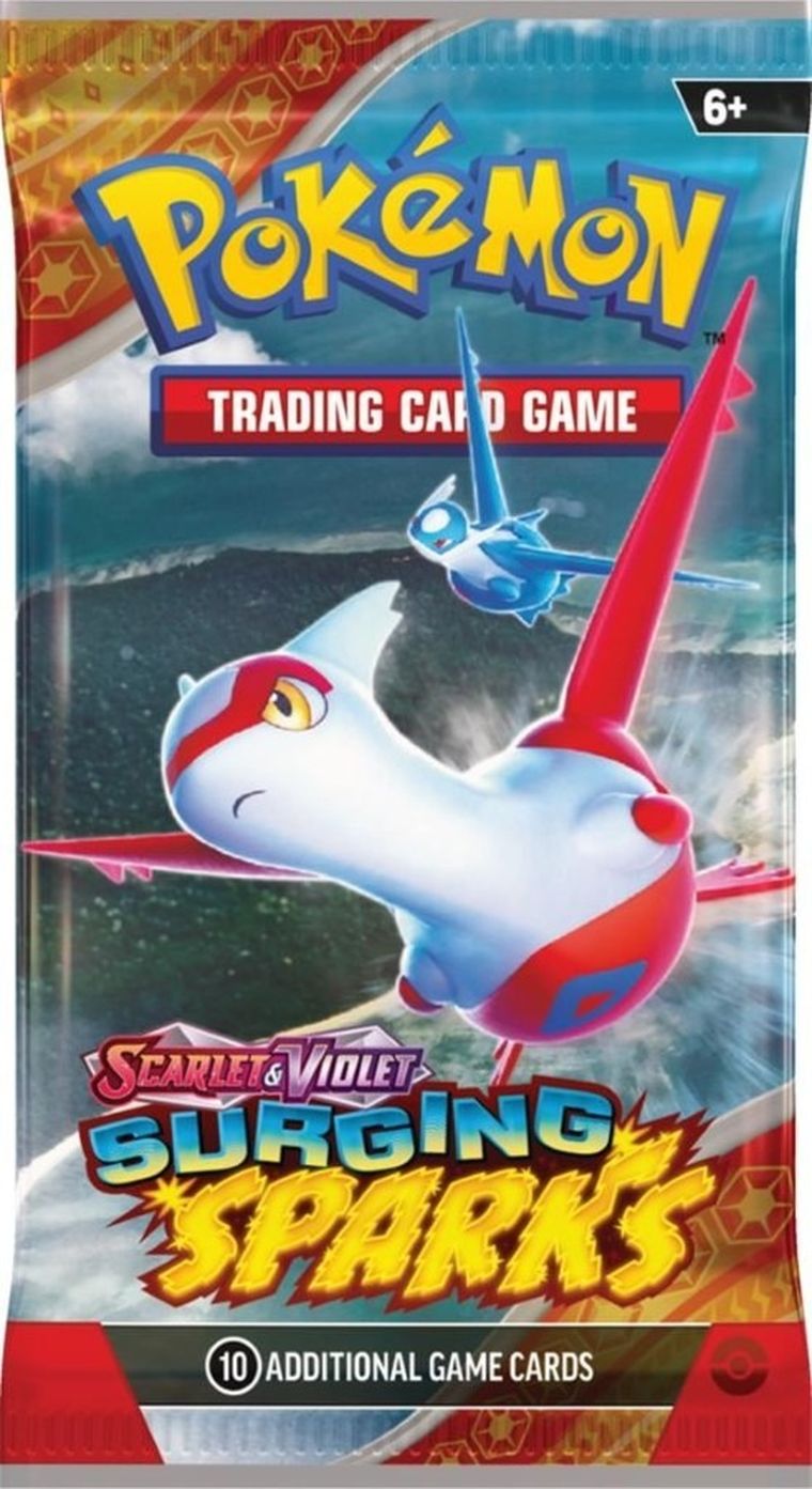Pokemon TCG: Scarlet & Violet, Surging Sparks, Booster, joc de carti, add-on, 1 buc.