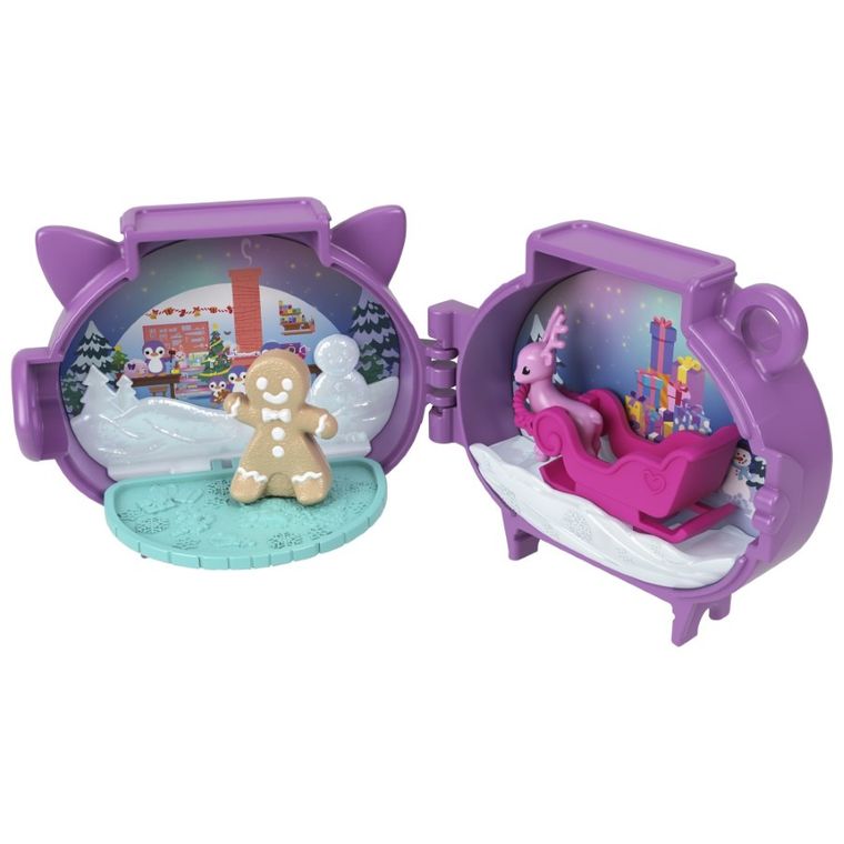 Polly Pocket, Holiday Connects Bundle, set de joaca cu papusa mic si accesorii