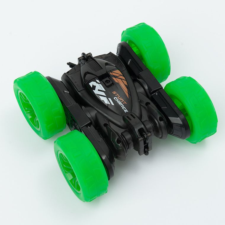 Race Xtreme, Stunt Light Up R/C, masinuta de cascadorii, vehicul cu telecomanda si lumini, negru-verde