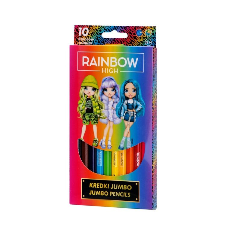 Rainbow High, jumbo, creioane triunghiular, 10 culori