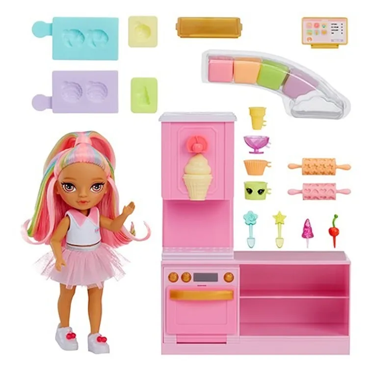 Rainbow High, Littles Dolls, Dessert Shop, Kandy, papusa fashion cu accesorii