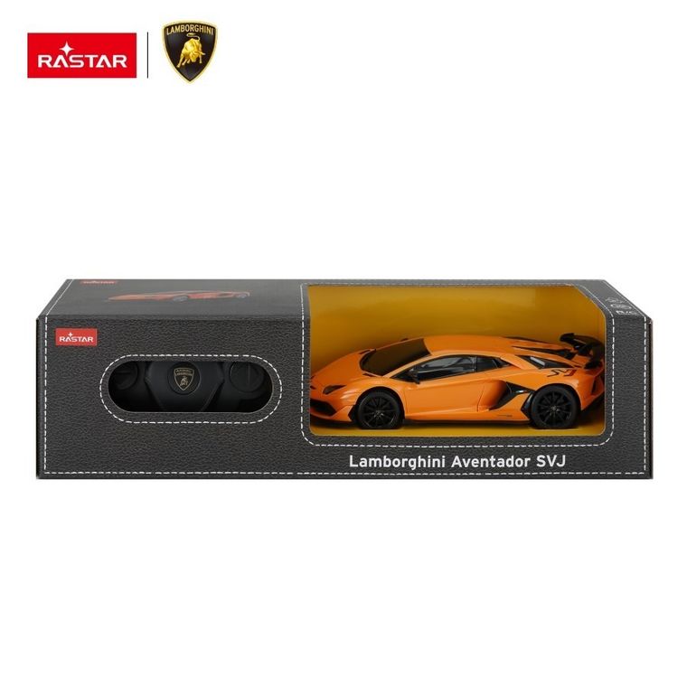 Rastar, Lamborghini Aventador SVJ, vehicul cu telecomanda, portocaliu, 1:24