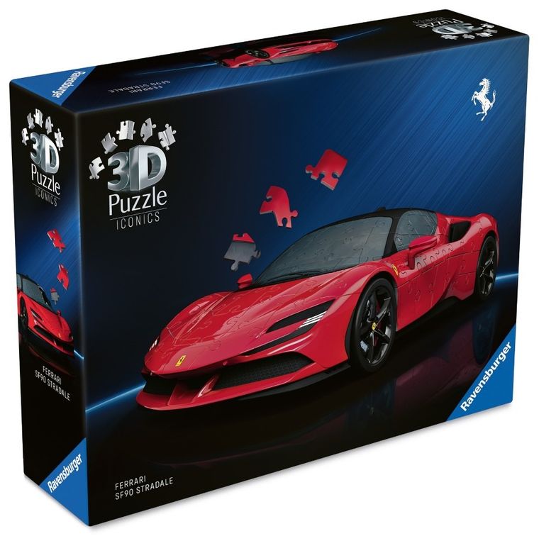 Ravensburger, Iconics, Ferrari SF90 Stradale, 1:18, puzzle 3D, 108 piese