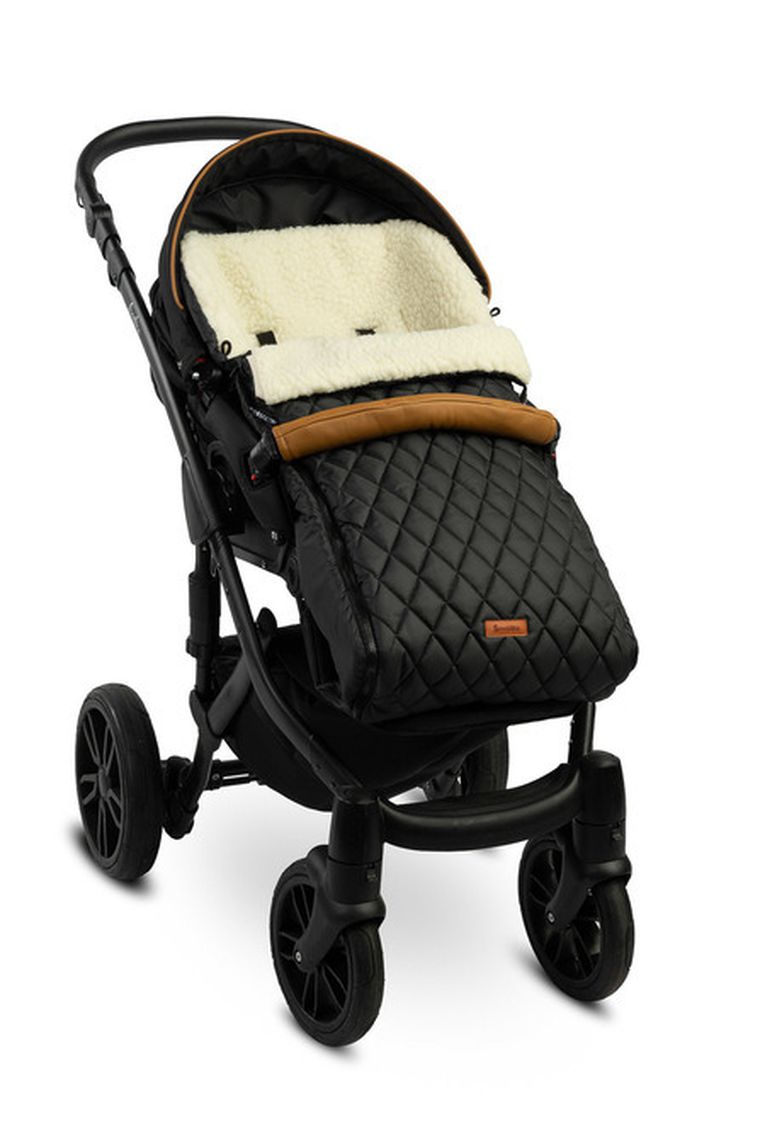 Sensillo, Sac de dormit matlasat pentru carucior din lana, Negru