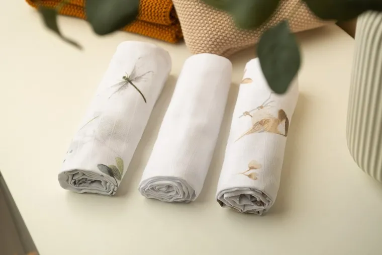 Sensillo, scutec din muselina, alb, 70-80 cm, 3 buc.