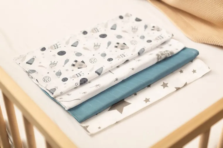 Sensillo, Scutec din muselina, Albastru, 35-35 cm, 4 buc.